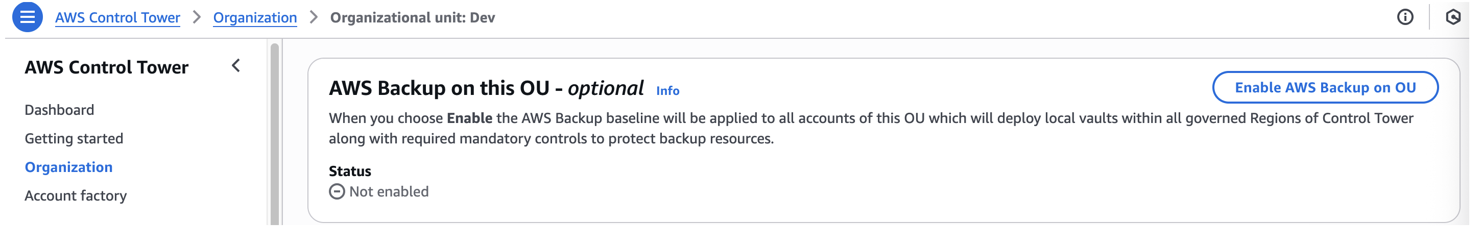 Enable AWS Backup on OU