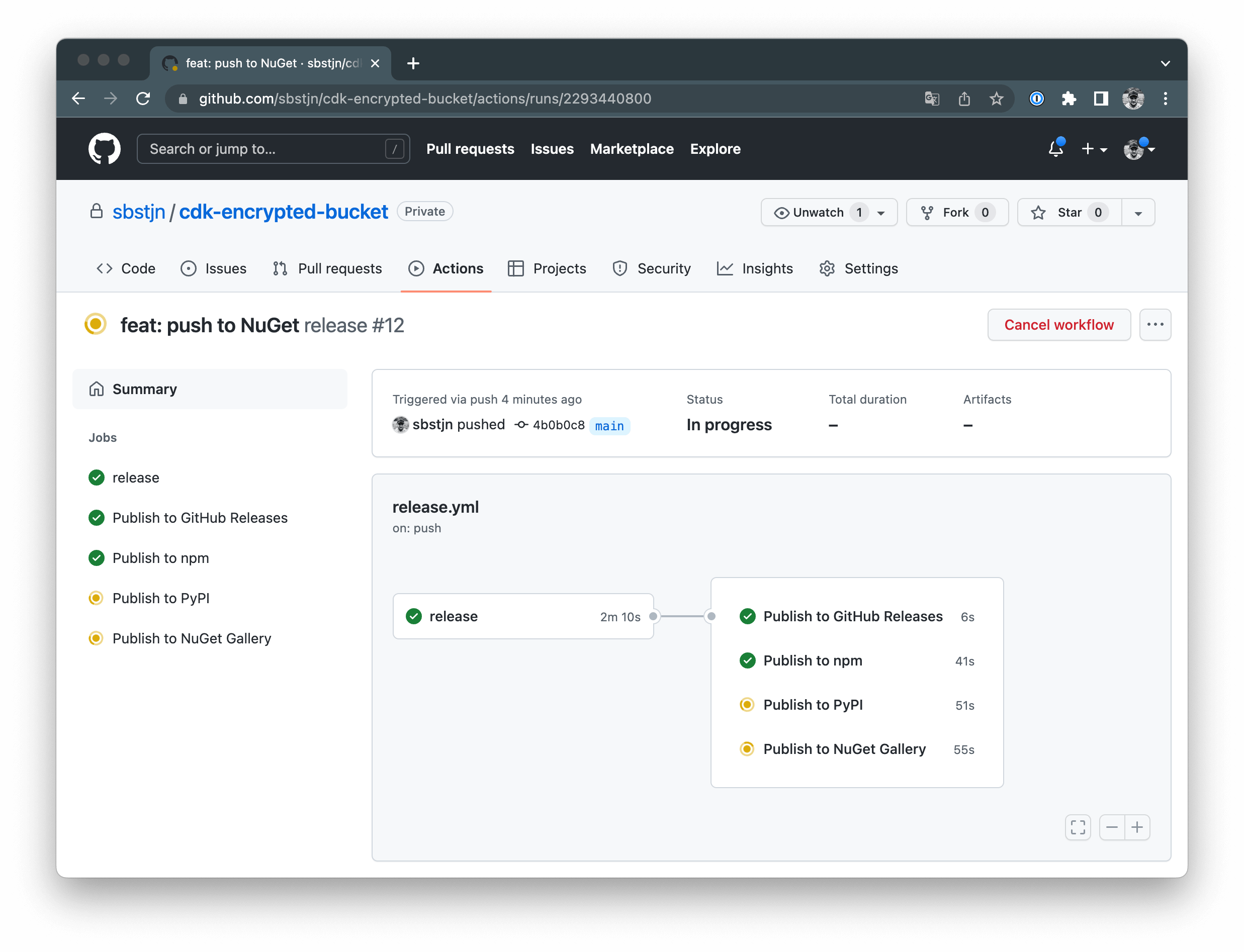 GitHub Actions für Projen